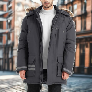 New Men's Loose Ripped Hole <b>Denim</b> <b>Coat</b> Lapel Collar Plain Dyed Breathable Casual Clothing Young Men Winter Tops - Product Image 2