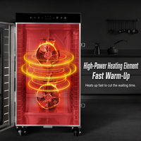 Déshydrateur alimentaire commercial 20 plateaux 89L en acier inoxydable avec étagères sur roulettes 1600W pour viande séchée, herbes et fruits