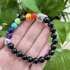 Joyería Conmemorativa para Mascotas Hecha a Mano, Regalo de Condolencia para Mascotas, Cuentas Mixtas de 8mm, Pulsera Conmemorativa de 7 Chakras para Perros y Gatos Queridos - Product Image 4