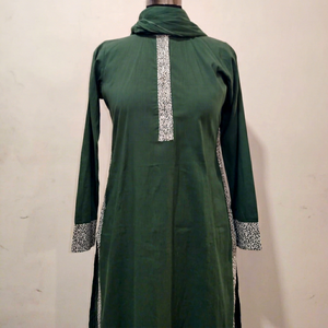 Women's Green Rayon <b>Abaya</b> With Embroidered Sleeves And Slit Hem For <b>Prayer</b> Modest Floor Length Loose Fit Middle East Style - Product Image 1
