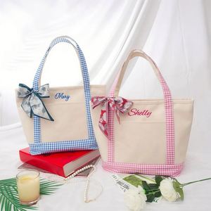 Bolso de hombro de playa de lona bordado con nombre personalizado, de colores mixtos, a la moda, regalo para ella, envío directo - Product Image 2