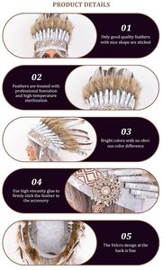 Aksesori rambut bulu karnaval topi kepala India hiasan kepala bulu kostum karnaval Thanksgiving alat peraga pesta hiasan kepala dewasa - Product Image 6