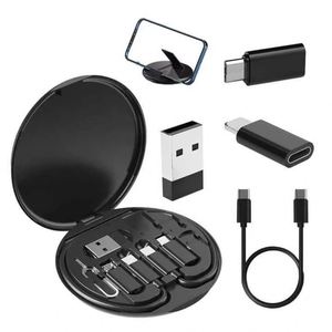 Kit de chargeur de téléphone portable 6-en-1 portable avec câble de données USB Type C de 0,2 m, gaine en nylon, kit de charge USB OTG pour téléphone portable de voyage - Product Image 4