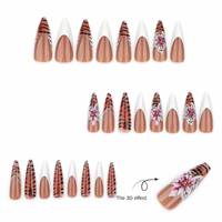 Ongles artificiels en résine 3D stéréo pleine couverture style français 2025 – Gel Armor, divers styles, fruits, fleurs, pour les fêtes, style océan