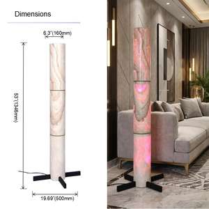 Lámpara de Pie Cilíndrica de Mármol Natural con Pantalla LED Artística Funcional, Diseño Contemporáneo para Decoración de Dormitorio, Sala de Estar y Hotel - Product Image 4