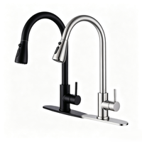 Robinet de cuisine extractible classique en acier inoxydable UPC 304, rotatif à 360°, eau chaude et froide pour évier d'hôtel, images et vidéos personnalisées
