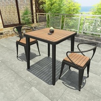 Simple en Métal De Jardin En Plein Air Cadre En Plastique PS En Bois Table et Chaise Ensemble