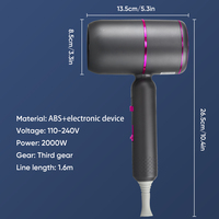 Sèche-cheveux ionique pliable portable avec buse de diffuseur Secador De Cabelo Accessoires pour femmes avec cheveux bouclés pour une utilisation en hôtel