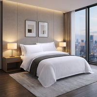 Parure de lit en coton ajustée 200TC, tissée, couleur unie, 4 pièces, personnalisable, écologique, pour hôtel