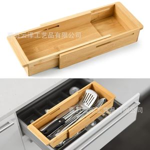 Cross-border wooden sliding drawer organizer <b>box</b>, wooden drawer extendable <b>storage</b> <b>box</b>, <b>kitchen</b> utensil <b>storage</b> <b>box</b> - Product Image 1