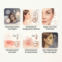 Sérum Anti-Âge Nourrissant Éclaircissant Antioxydant pour le Visage, Hydratant pour Peaux Sèches