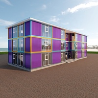 Hôtel préfabriqué en conteneurs modulaires à 3 étages, facilement assemblable, ignifuge, avec panneaux sandwich en laine de roche, appartement conteneur détachable