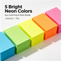 Blocs-notes autocollants lignés 5x3, mémos adhésifs néon pastel, Post-it pour planificateur et liste de choses à faire, vente en gros OEM
