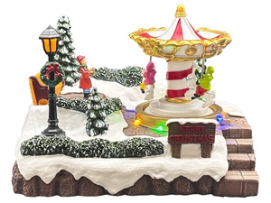 Villaggi Natalizi <span class=keywords><strong>da</strong></span> <span class=keywords><strong>Tavolo</strong></span> in Resina Ecologica Fatti a Mano con Luci LED, Babbo Natale e Signora Natale su <span class=keywords><strong>Bicicletta</strong></span> con Funzione di Movimento Avanti/Indietro - Product Image 2