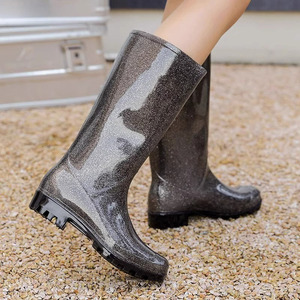 <span class=keywords><strong>Botas</strong></span> Wellington <span class=keywords><strong>Altas</strong></span> para <span class=keywords><strong>Mujer</strong></span>, Color Degradado, Impermeables, Antideslizantes, con Brillo, <span class=keywords><strong>de</strong></span> PVC, para Lluvia - Product Image 4