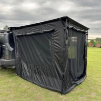Tente de toit de voiture tout-terrain imperméable avec auvent coulissant, poteaux en aluminium et pare-soleil en polyester pour l'extérieur