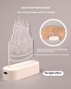 Luz LED de ilusión 3D, <span class=keywords><strong>Base</strong></span> acrílica con forma de corona, luz cálida, para decoración de dormitorio, Decoración de cumpleaños con pilas - Product Image 2