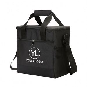 Custom Logo <b>Large</b> Capacity Insulated <b>Cooler</b> Tote <b>Bag</b> Zippered Front Pocket Shoulder Strap for Outdoor Picnic Events - Product Image 1