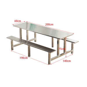Mesa y sillas de comedor de acero inoxidable para la escuela, <span class=keywords><strong>restaurante</strong></span> de comida rápida, 4/6 personas - Product Image 5
