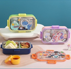 Rectangular 700ml 2-grid Cute and <strong>Fun</strong> Sealed Stainless Steel <strong>Meal</strong> Box+PP Bowl 80ml - Product Image 2