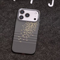 Étui de protection magnétique de luxe en fibre de carbone pour iPhone 17 16 15 Pro Max avec bouton IA et cadre métallique pour appareil photo, coque rigide en PC