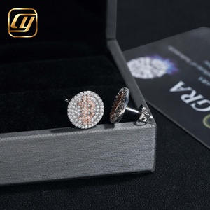 Boucles d'oreilles clous lettre B bicolores serties de diamants Moissanite VVS en argent sterling S925, style Hip Hop pour hommes, avec certificat GRA - Product Image 5