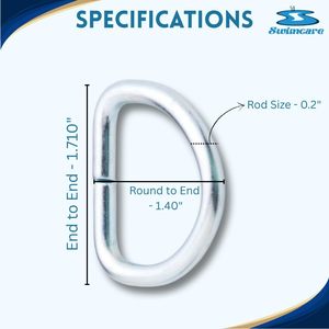 Swimcare Stainless Steel D Ring 0.2 Inch Rod 1.7 Inch End to End for <b>Pool</b> Cover Straps - Product Image 1