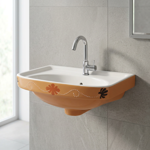 Lavabo Cuadrado de Cerámica con Estampado Floral, Lavabo Artístico para Colgar en la Pared, para Proyectos de Hoteles, Villas y Resorts, Venta al Por Mayor - Product Image 5