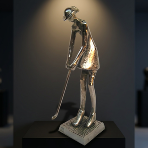 Modern Metal Golf Player Figurine Handmade Artistic Tabletop Sculpture Eco-Friendly Durable Living Room and Office Decor - Product Image 2
