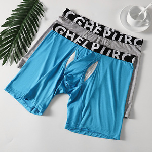Da uomo a maglia a gamba lunga con apertura anteriore a mosca <span class=keywords><strong>slip</strong></span> Boxer a doppio strato con foro del pene con fascia spessa a vita rapida e asciutta biancheria intima - Product Image 4