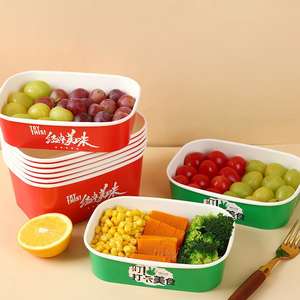 Tazones de Papel Rectangulares Biodegradables y Compostables para Ensaladas, con Logotipo Personalizado, para Restaurantes - Product Image 2