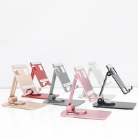 Support de téléphone portable universel de bureau avec logo laser gratuit, pliable, rotatif à 360°, en alliage d'aluminium métallique, pour tablette PC de 4 à 7 pouces