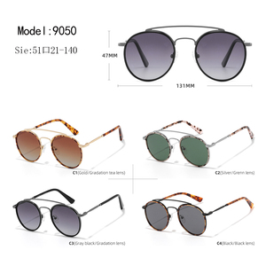 Gafas de sol redondas con montura completa, lentes verdes, protección UV400, estilo retro unisex para adultos - Product Image 3