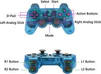 Manette de jeu sans fil transparente 2,4 GHz de 2e génération avec double moteur de vibration pour les jeux
