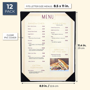 Biểu Tượng Tùy Chỉnh Da Sang Trọng A4 Khách Sạn Nhà Hàng Rượu Vang Thanh Thực Phẩm Màu Đen Cuốn Sách Menu Bao Gồm Chủ Với <span class=keywords><strong>PVC</strong></span> Góc - Product Image 2