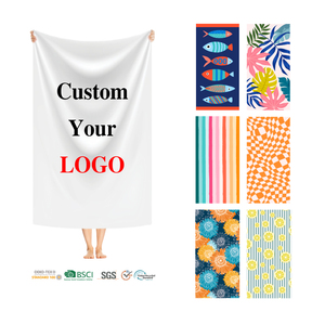 منشفة شاطئ قطنية مطبوعة سريعة الجفاف مخصصة بتقنية التسامي من الألياف الدقيقة والبلاستيك المعاد تدويره، خالية من الرمل، مع شعار - عرض خاص - Product Image 4