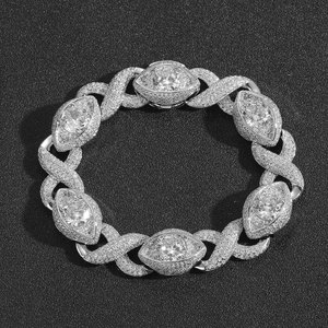BES moda Hip Hop 15 MM infinito 8 carácter y forma de ojos collar de cadena cubana Iced Out Zircon collar conjunto de joyería fiesta - Product Image 5