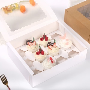 Tùy chỉnh 12 lỗ <span class=keywords><strong>cupcake</strong></span> hộp vuông Takeaway bao bì thực phẩm cho bánh và nướng in offset trên bìa cứng - Product Image 3