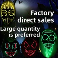 Masques lumineux en PVC pour fête d'Halloween, carnaval, horreur, amusants, accessoires d'ambiance, exclusifs pour la vente transfrontalière à succès