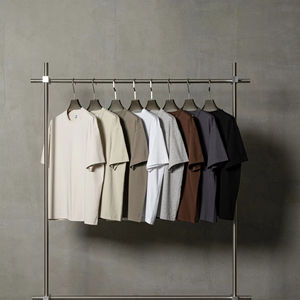 Camiseta de Hombre 100% Algodón, Tejida, Antiarrugas, de Color Sólido, Estilo Simple, Casual, Básica, de Manga Corta, Transpirable, Corte Regular, para Verano - Product Image 1