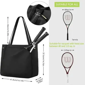 Bolso deportivo grande para mujer, bolso de hombro para raqueta de tenis Pickleball squash, bolso de mano para tenis para 2 raquetas con soporte para botella de agua