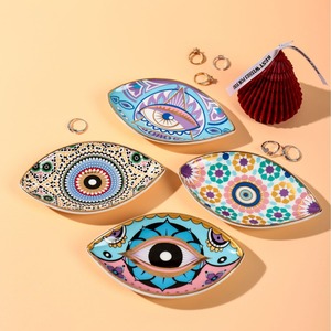Cross-border Exclusive for Creative Oval Eye Tray <b>Ceramic</b> Household Porch Decorations <b>Ornaments</b> Devil's Eye Tray - Product Image 1