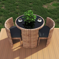 Ensemble Meubles de Jardin et Balcon de Haute Qualité 3 Pièces, Table Basse et Chaises d'Extérieur en Rotin pour 2 Personnes, Gain de Place