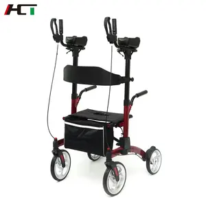 High Quality Stable Home Care Physical Therapy Equipment for Adult Folding Upright Walker Wheel Walker With Cane Holder