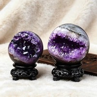 Ornamen Geode Amethyst Alami Berbentuk Cornucopia untuk Dekorasi Rumah dan Kantor, Kerajinan Kristal Lainnya