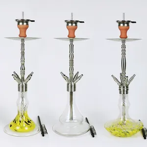 China Stainless Steel hookah V2a Steel Big Shisha Hookah With Yellow Vase