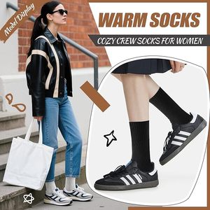 Calcetines Casuales de Invierno para <span class=keywords><strong>Mujer</strong></span>, Hasta la Rodilla, de Spandex/Poliéster/Algodón Grueso, Suaves, Transpirables, Antibacterianos, Tejidos - Product Image 5
