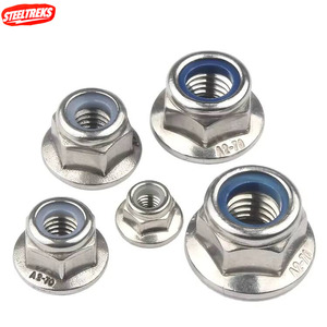 Éléments de fixation pour outillage : Inserts hexagonaux autobloquants en acier inoxydable M3 M4 M5 M6 M8 M10 M12, Écrous isolants en nylon, Écrous à bride hexagonale - Product Image 1