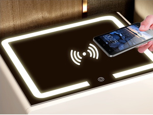 YQ FOREVER Modern Wooden <strong>Smart</strong> Bedside Table Cabinet with Touch Screen Light 3 Drawers for Home Living Bedroom <strong>Furniture</strong> - Product Image 5