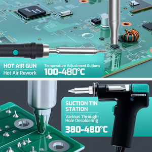 Station de soudage YIHUA 5 en 1 avec pistolet à air chaud, fer à souder C245, embout de 0,5 mm, ventouse à étain et stylo de dépose de CI W270 - Product Image 5